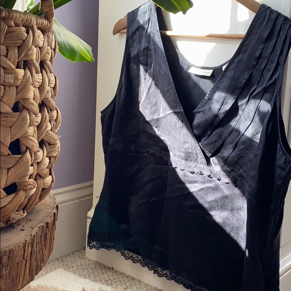 Pure Silk Black Lace Camisole